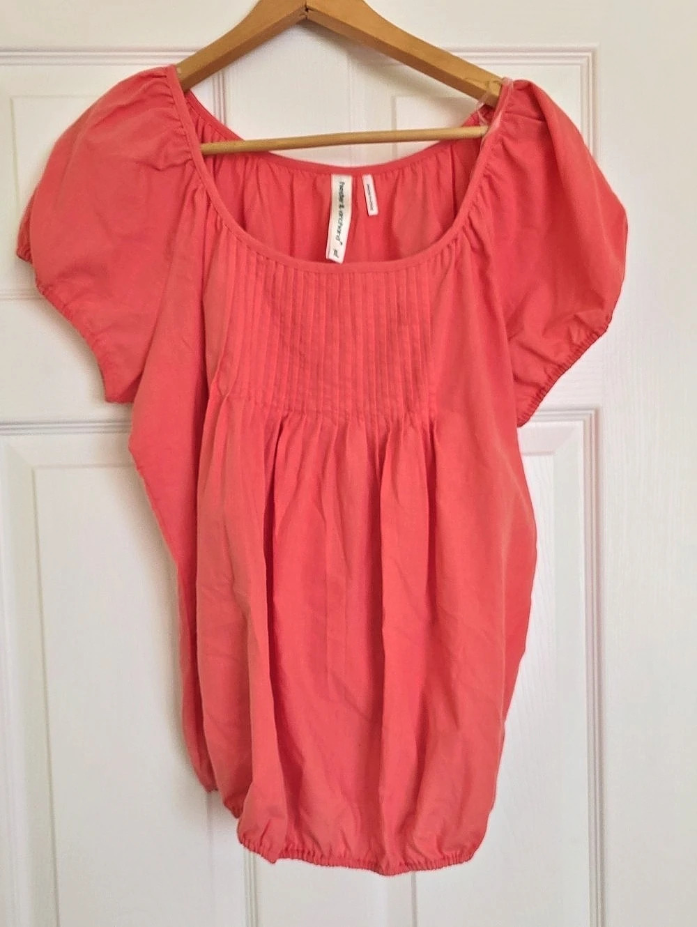 Hester & Orchard Sweet and Sour Top Coral Short Sleeve Blouse